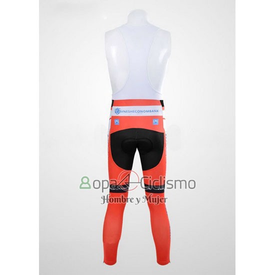 Katusha Ropa Ciclismo Culotte Largo 2012 Mangas Largas Blanco y Naranja